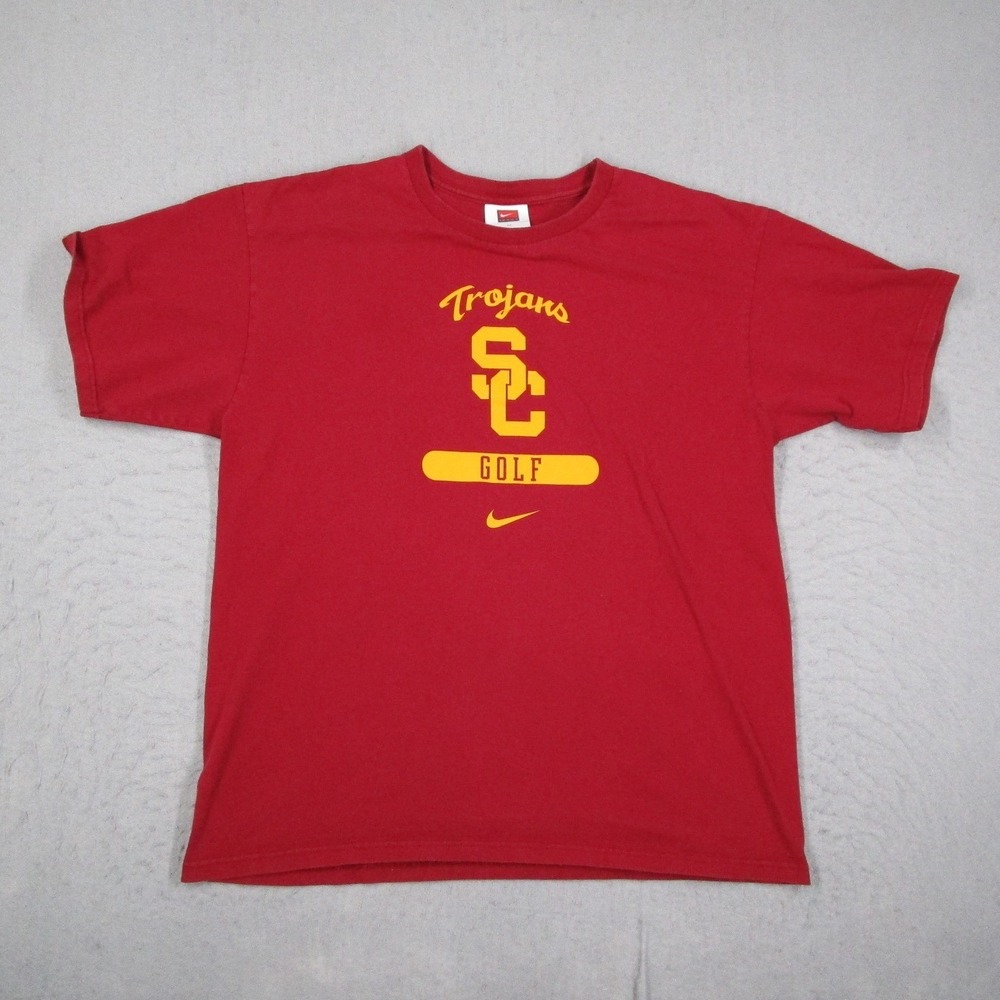 Nike Team USC Trojans Golf T-Shirt Mens Medium Red Short Sleeve Y2K Vintage